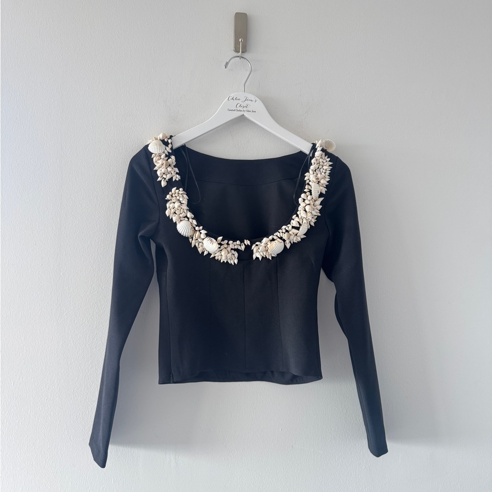 ANTONIO MELANI Seashell Crepe Boat Neck Long Sleeve M - Picture 4 of 8